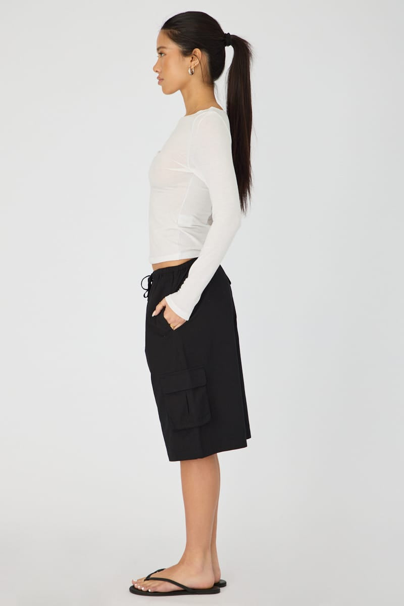 Black Knee Length Shorts for Ally Fashion