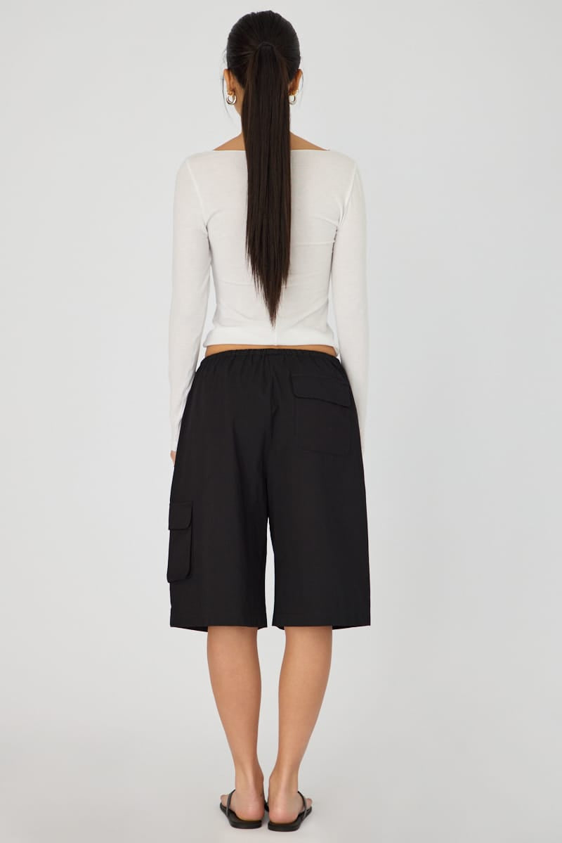Black Knee Length Shorts for Ally Fashion