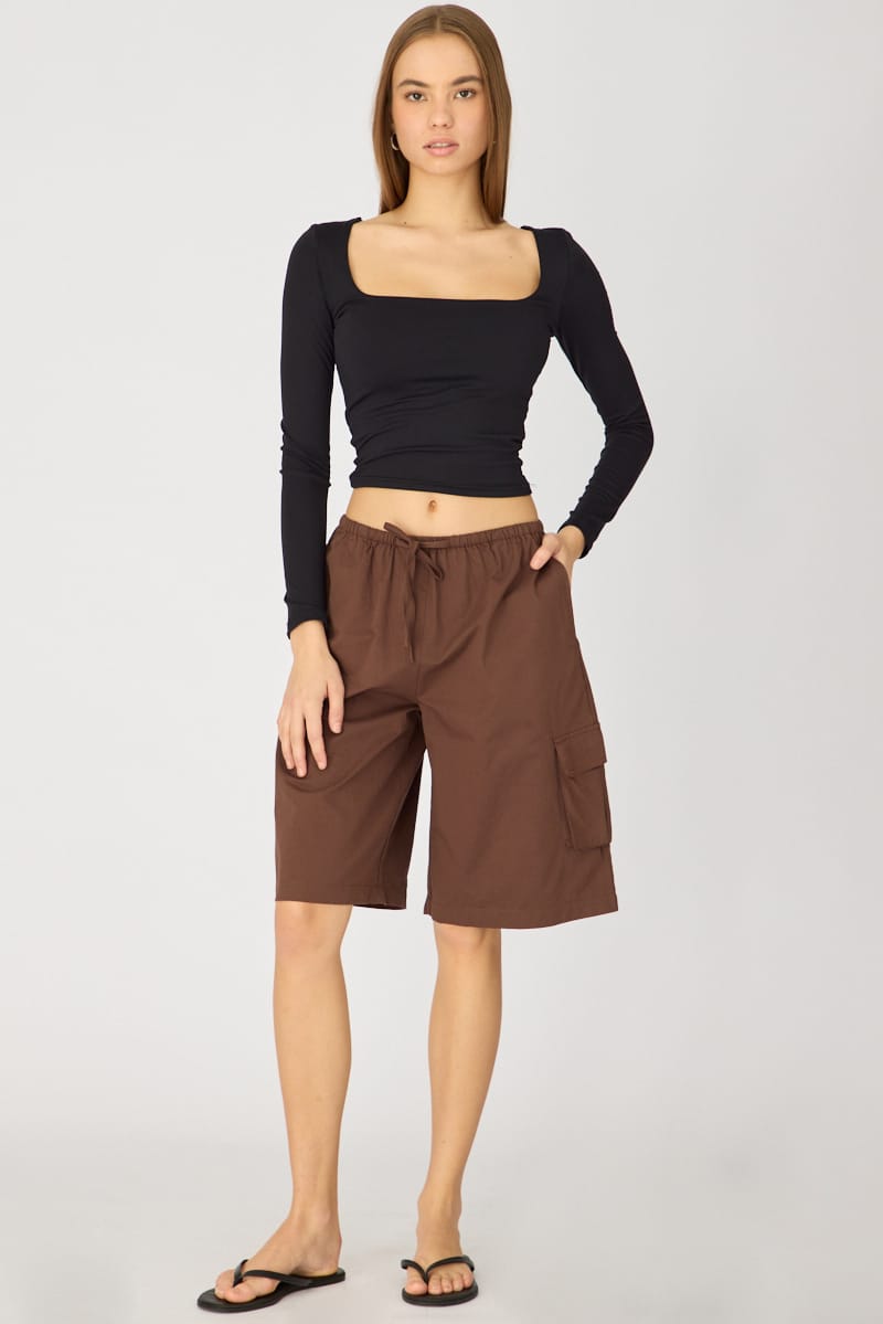 Brown Knee Length Shorts for Ally Fashion