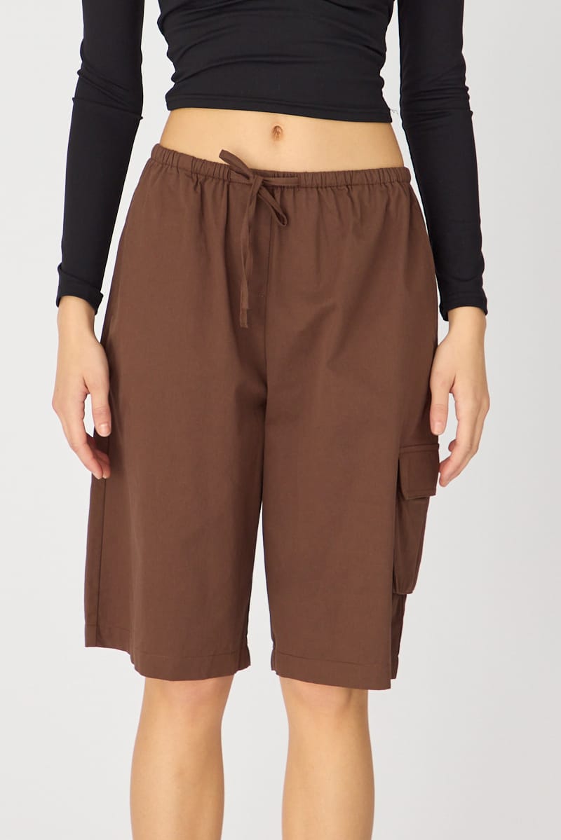 Brown Knee Length Shorts for Ally Fashion