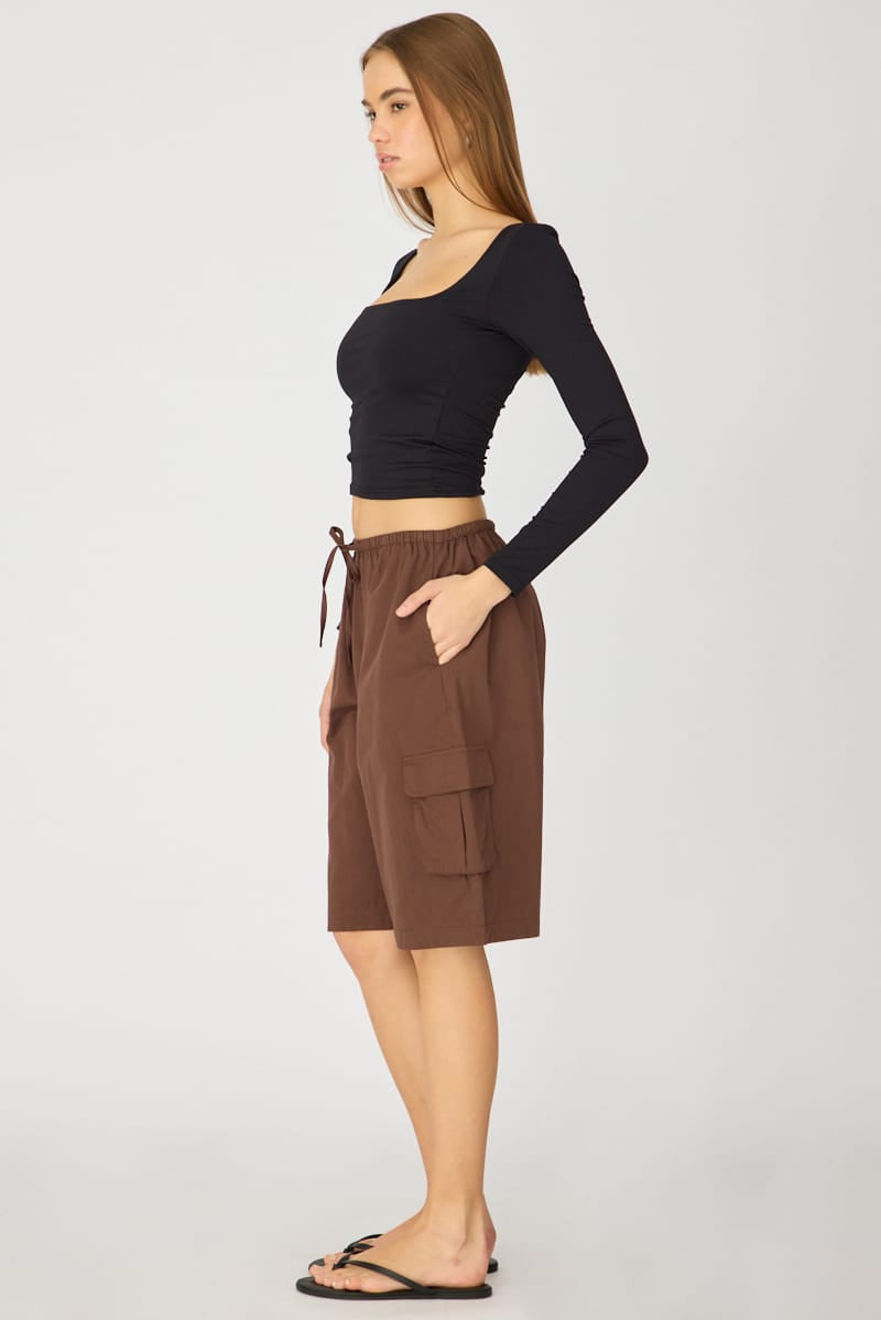 Brown Knee Length Shorts for Ally Fashion