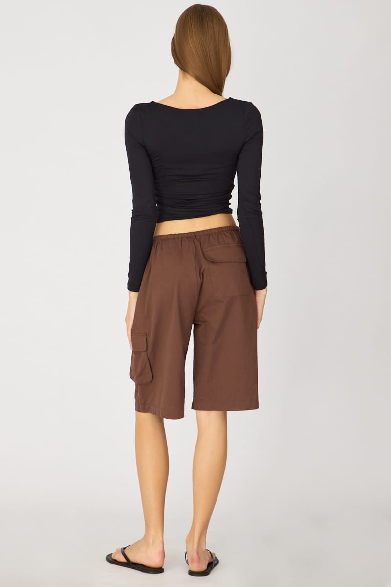 Brown Knee Length Shorts for Ally Fashion