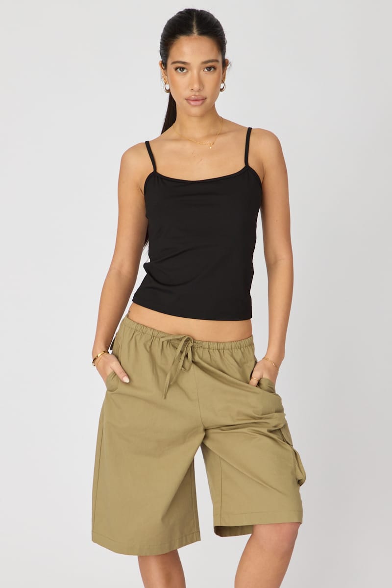 Green Knee Length Shorts for Ally Fashion