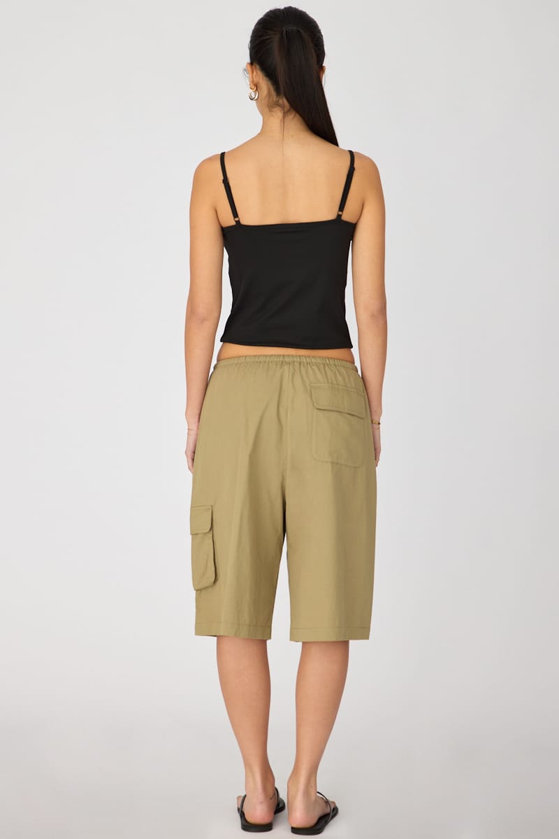 Green Knee Length Shorts for Ally Fashion