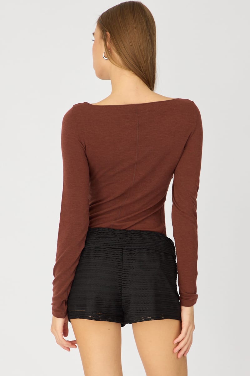 Black Textured Knit Shorts for Ally Fashion