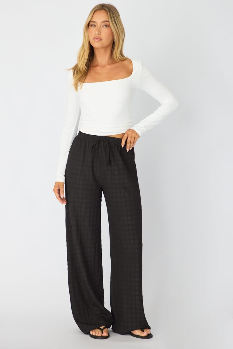Black Wide Leg Pant Elasticated Waist for Ally Fashion