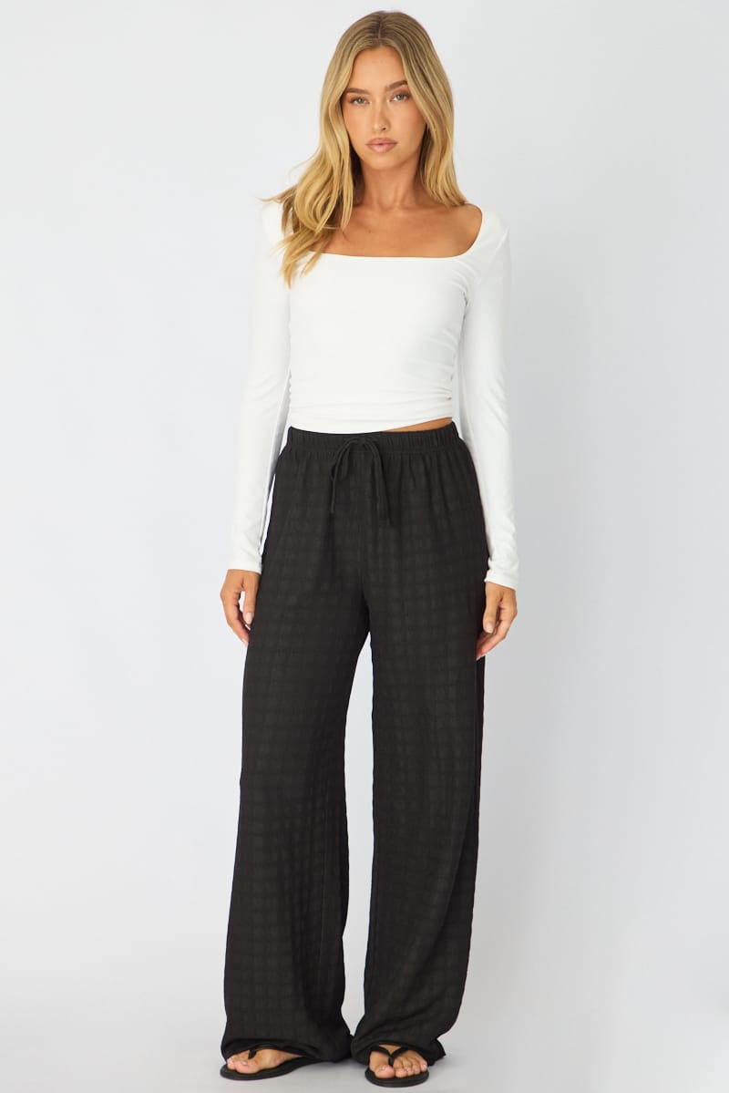 Black Wide Leg Pant Elasticated Waist for Ally Fashion