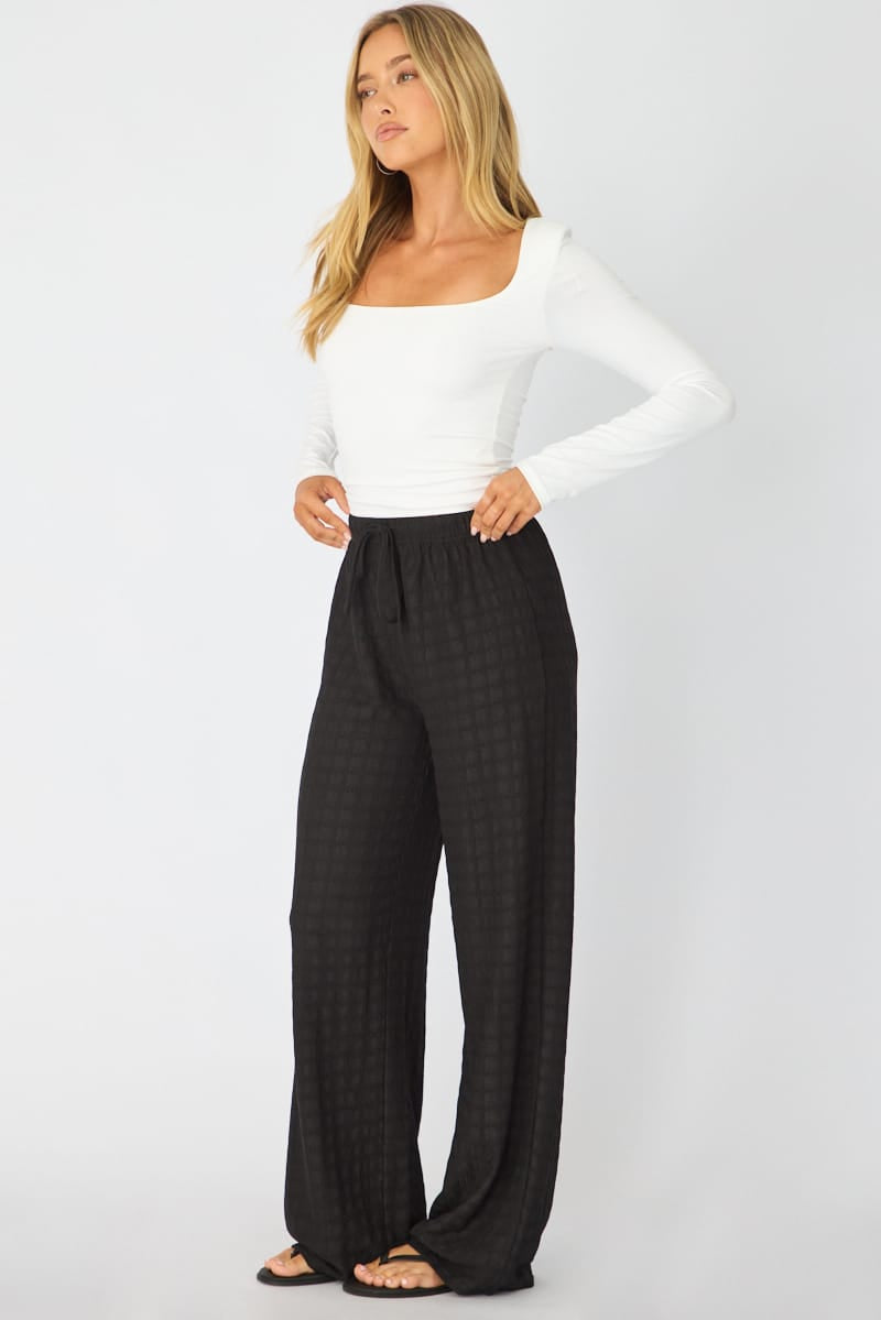Black Wide Leg Pant Elasticated Waist for Ally Fashion
