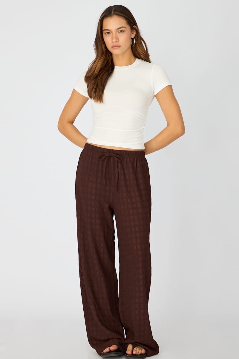 Brown Wide Leg Pant Elasticated Waist for Ally Fashion