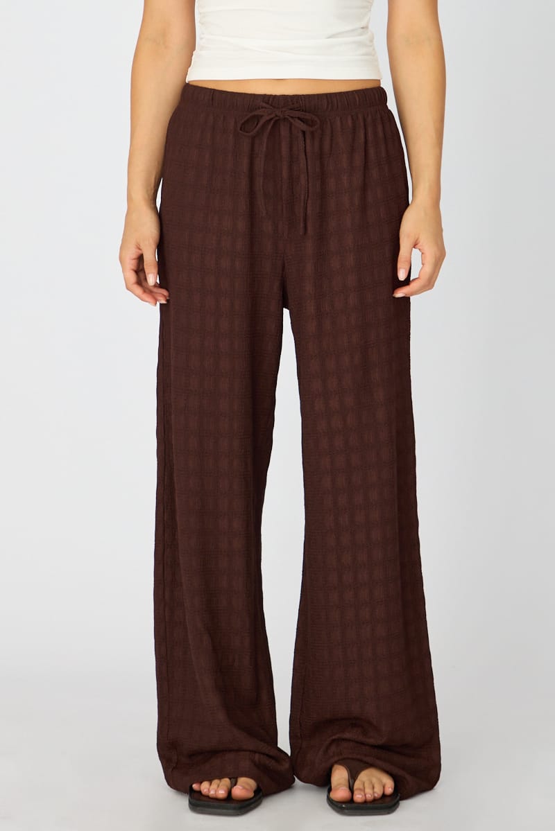 Brown Wide Leg Pant Elasticated Waist for Ally Fashion