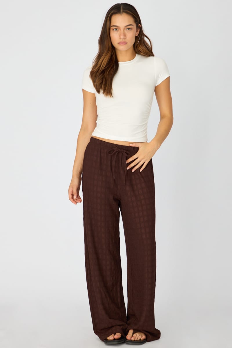 Brown Wide Leg Pant Elasticated Waist for Ally Fashion