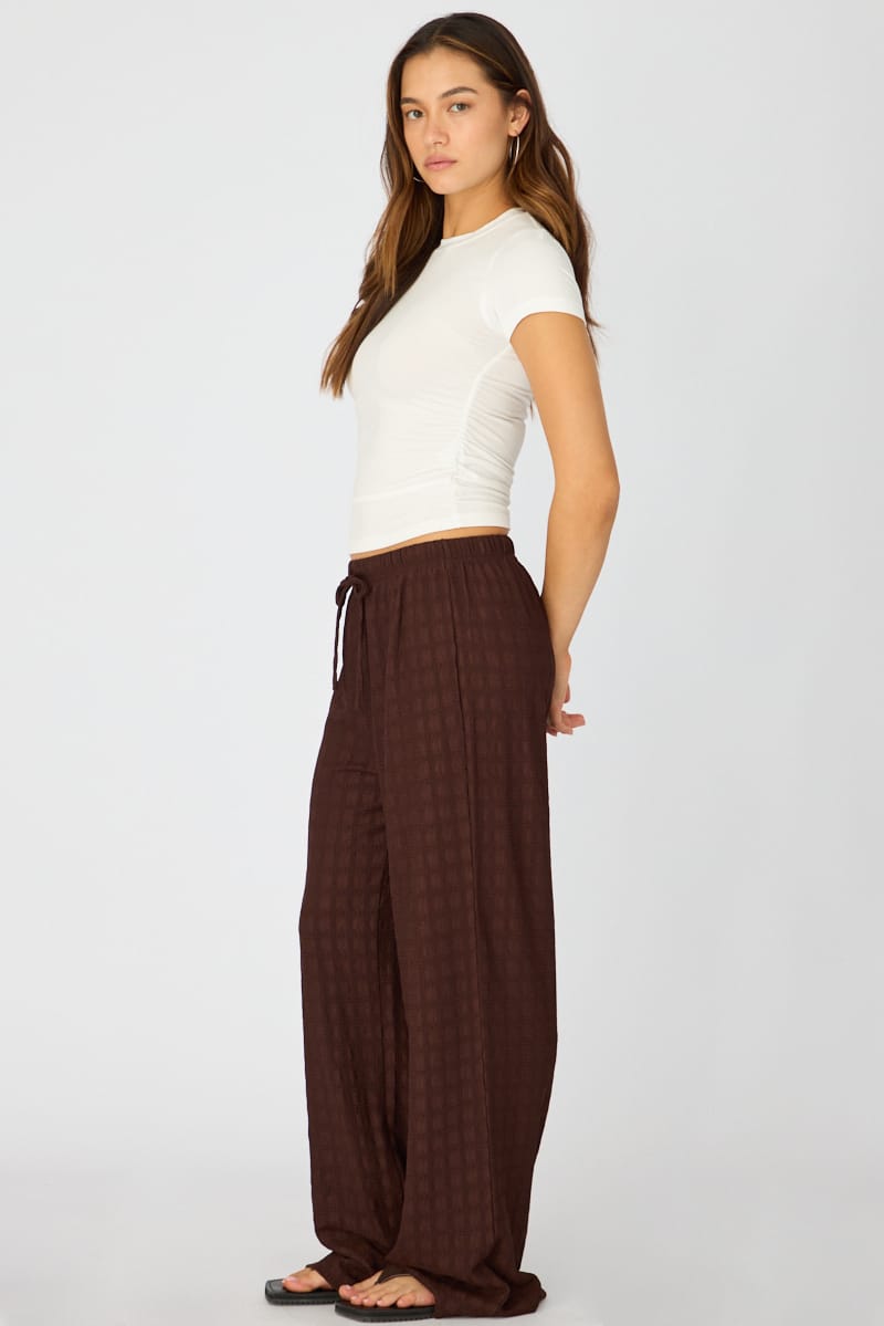 Brown Wide Leg Pant Elasticated Waist for Ally Fashion