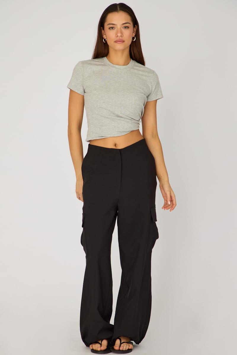 Black Cargo Pant Mid Rise for Ally Fashion