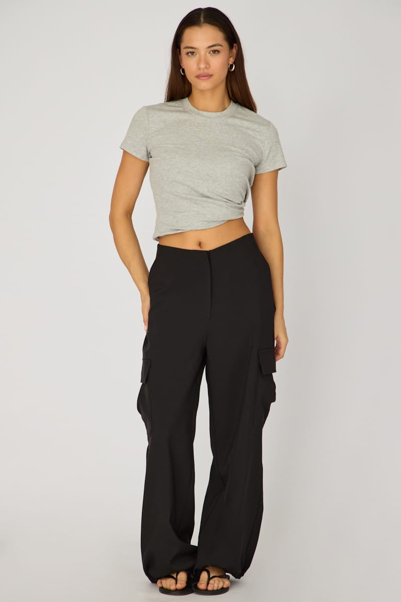 Black Cargo Pant Mid Rise for Ally Fashion