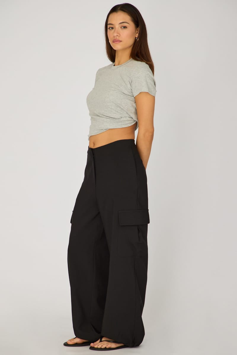 Black Cargo Pant Mid Rise for Ally Fashion