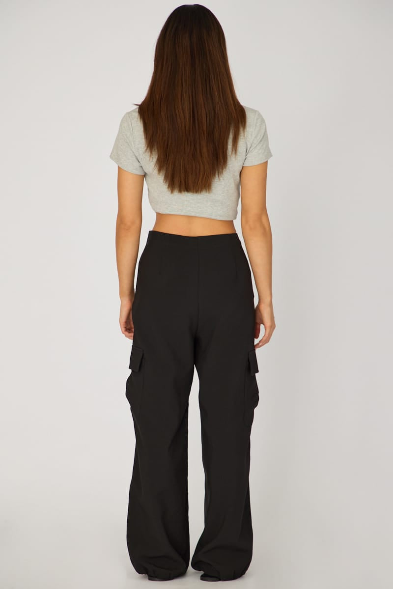 Black Cargo Pant Mid Rise for Ally Fashion