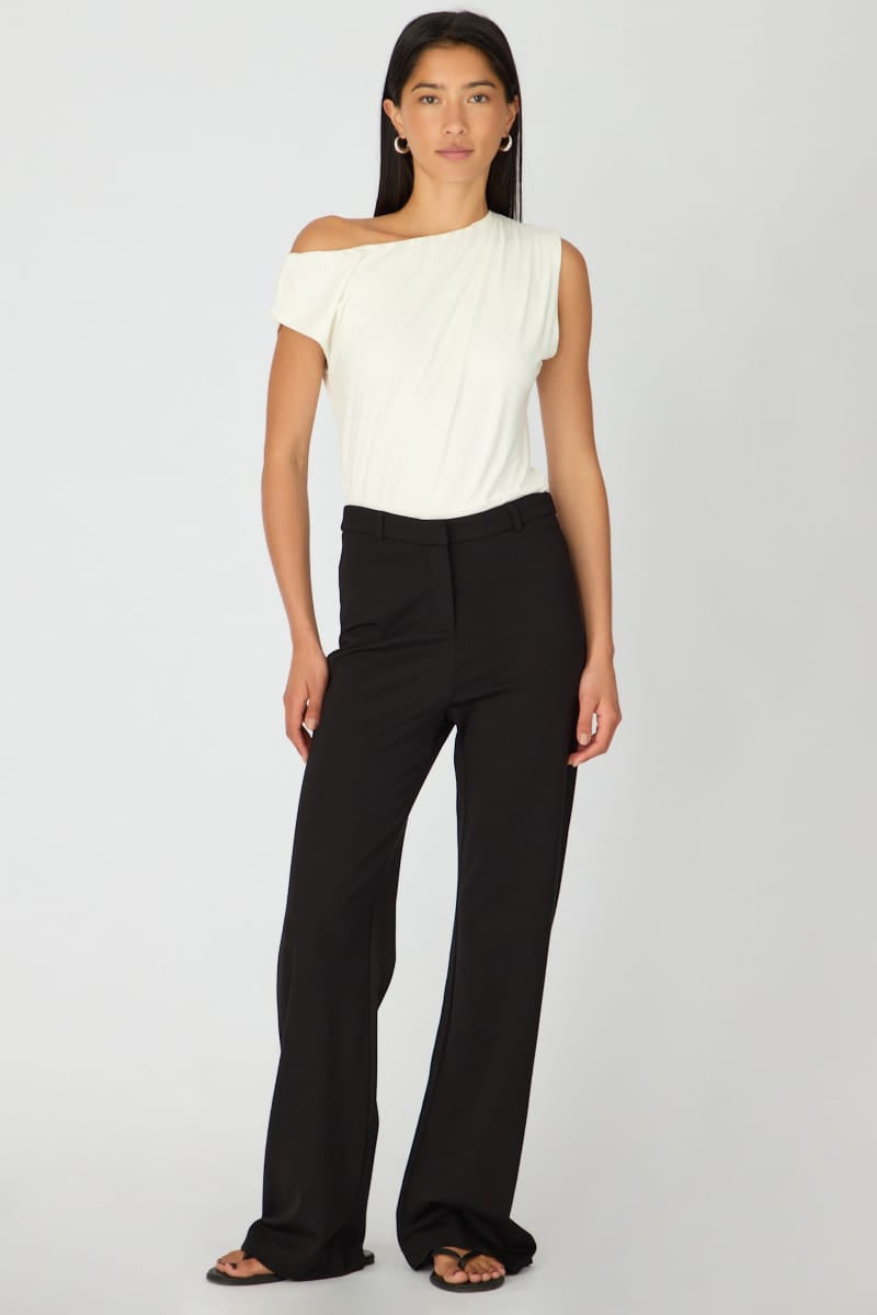 Black Mid Rise Tailored Ponte Pants for Ally Fashion