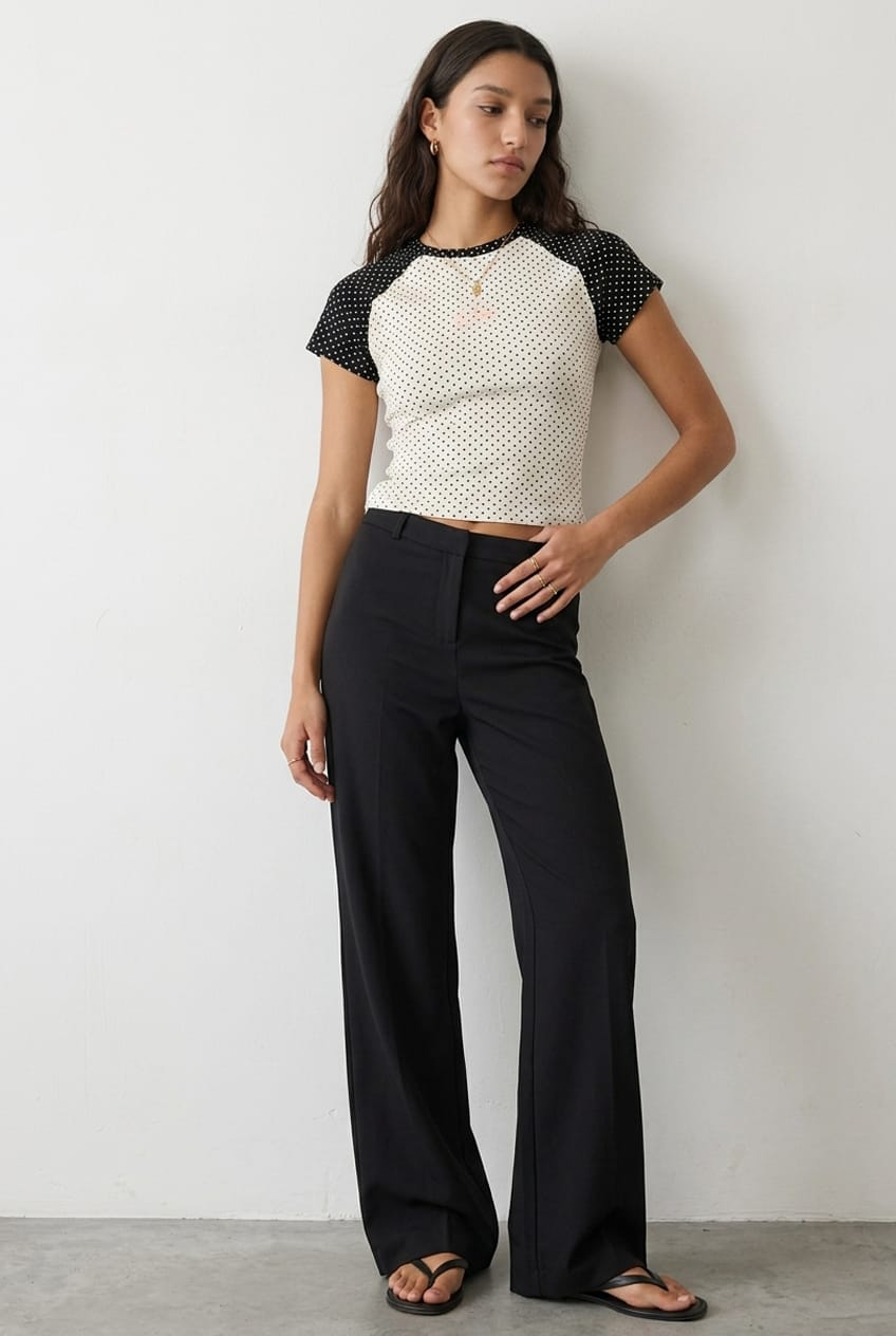 Black Mid Rise Tailored Ponte Pants for Ally Fashion
