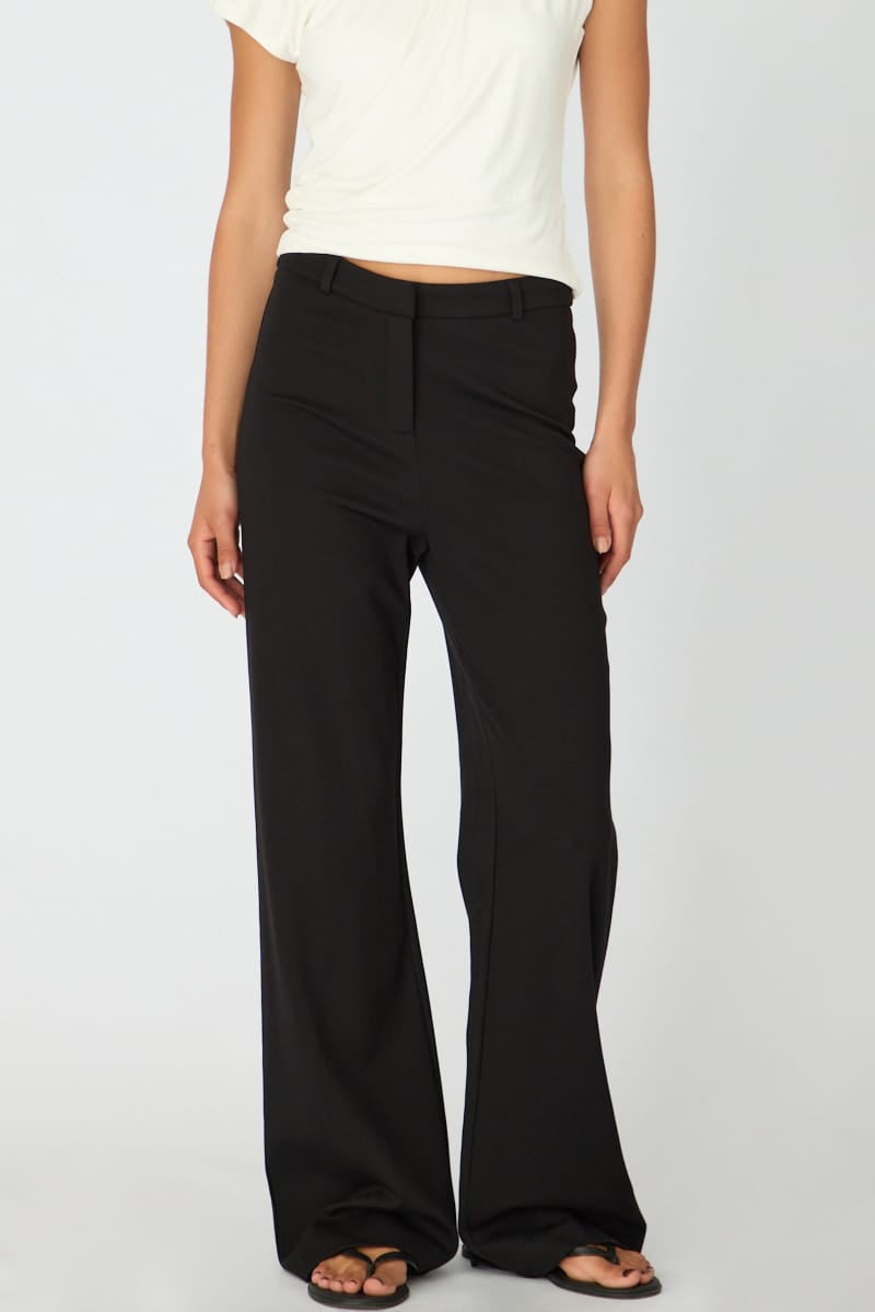 Black Mid Rise Tailored Ponte Pants for Ally Fashion