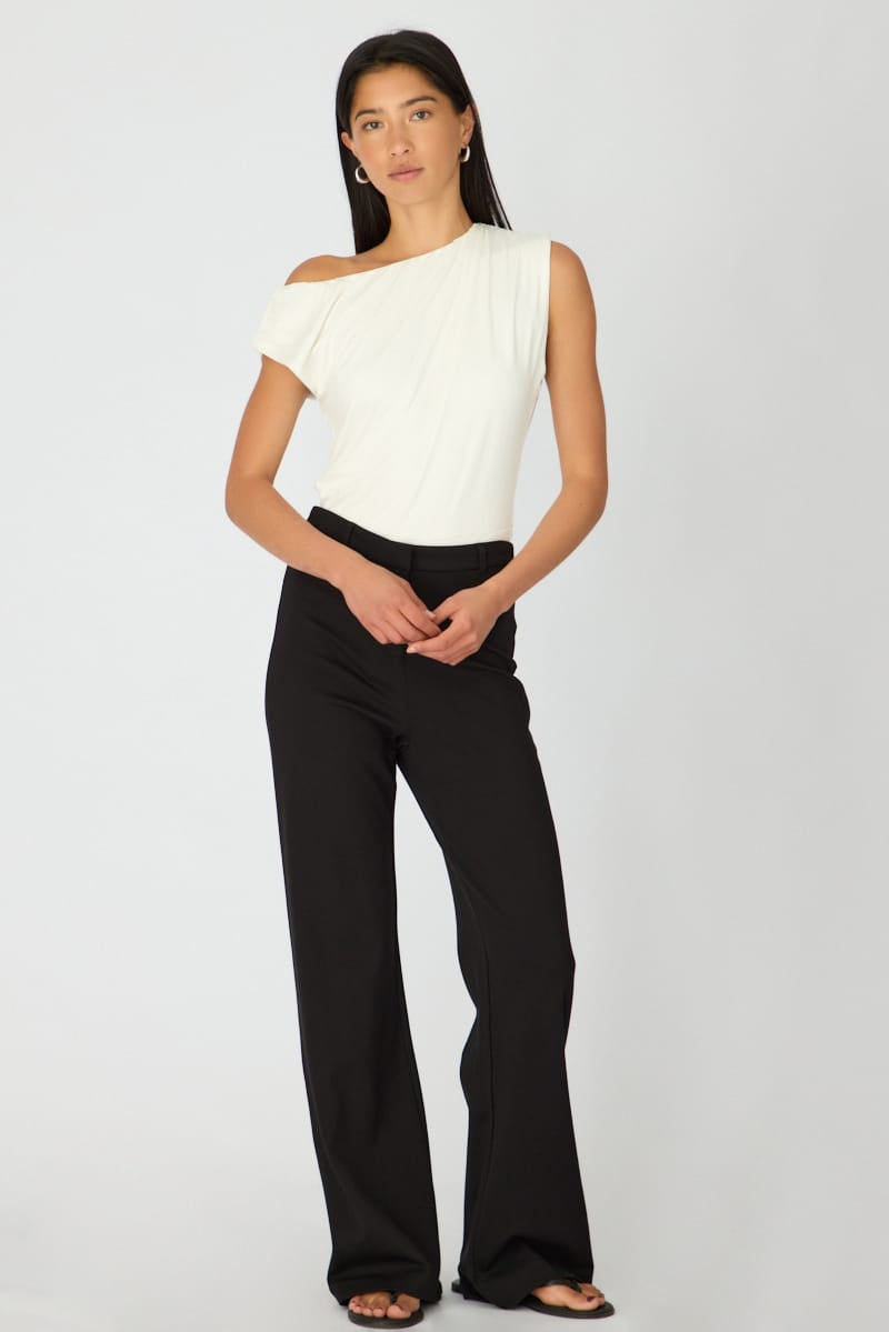 Black Mid Rise Tailored Ponte Pants for Ally Fashion