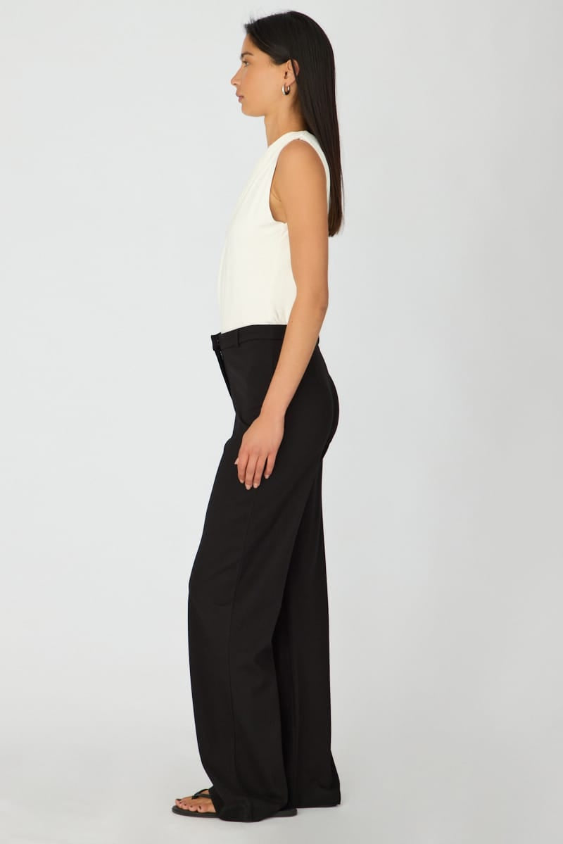 Black Mid Rise Tailored Ponte Pants for Ally Fashion