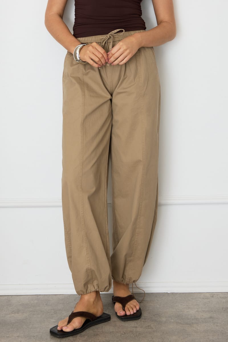 Beige Cargo Relaxed Pant Elasticated Waist for Ally Fashion