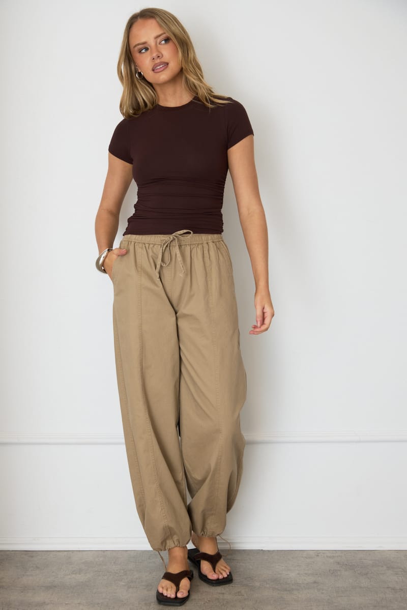 Beige Cargo Relaxed Pant Elasticated Waist for Ally Fashion