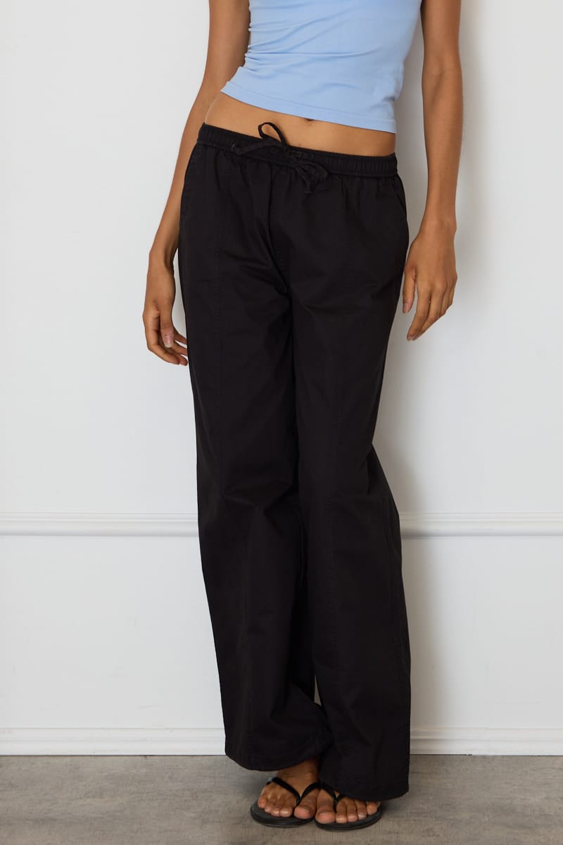 Black Cargo Relaxed Pant Elasticated Waist for Ally Fashion