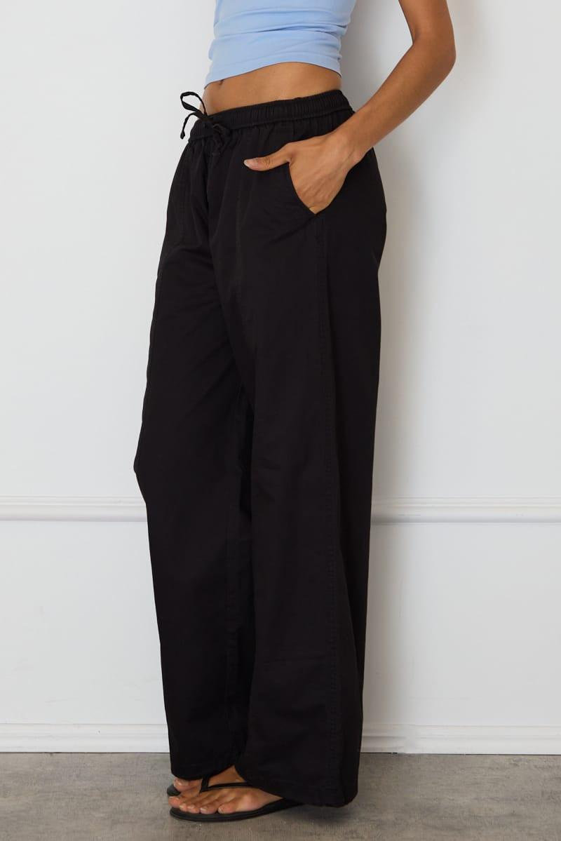 Black Cargo Relaxed Pant Elasticated Waist for Ally Fashion
