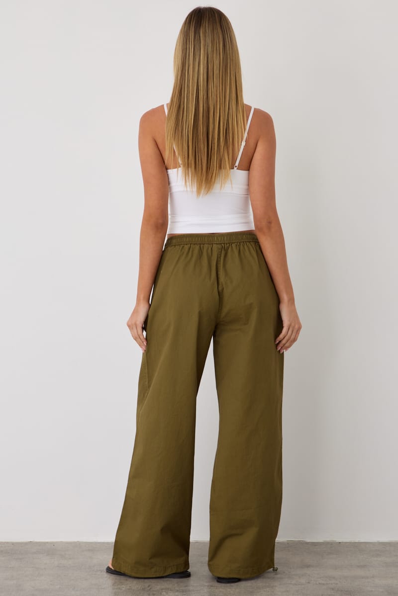Green Cargo Relaxed Pants Elasticated Waist for Ally Fashion