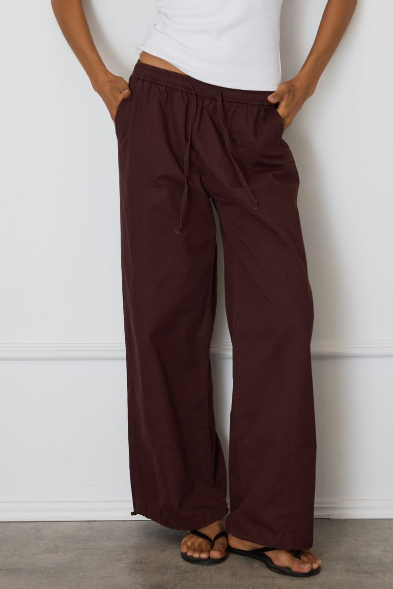 Brown Cargo Relaxed Pants Elasticated Waist for Ally Fashion