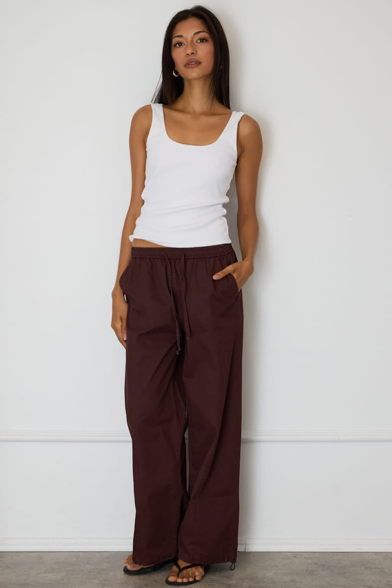 Brown Cargo Relaxed Pants Elasticated Waist for Ally Fashion