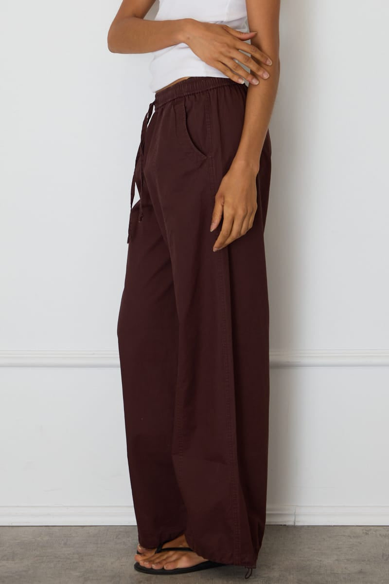 Brown Cargo Relaxed Pants Elasticated Waist for Ally Fashion