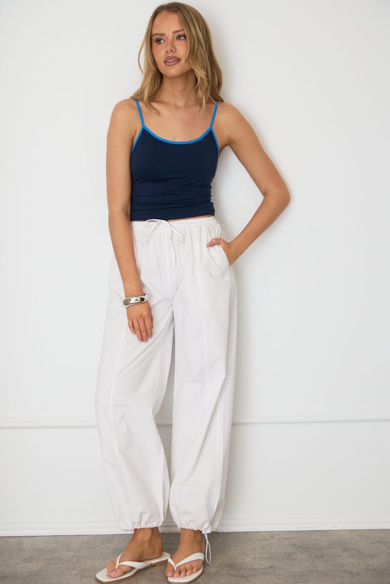 White Cargo Relaxed Pants Elasticated Waist for Ally Fashion