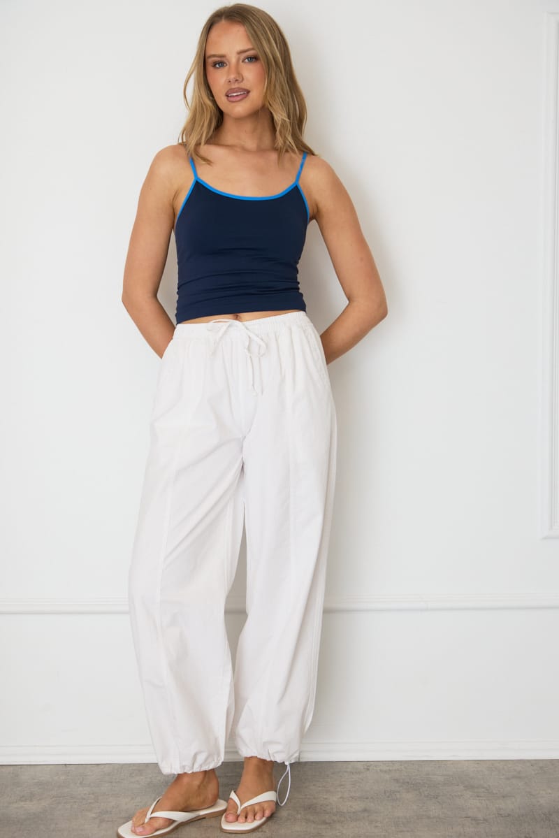 White Cargo Relaxed Pants Elasticated Waist for Ally Fashion
