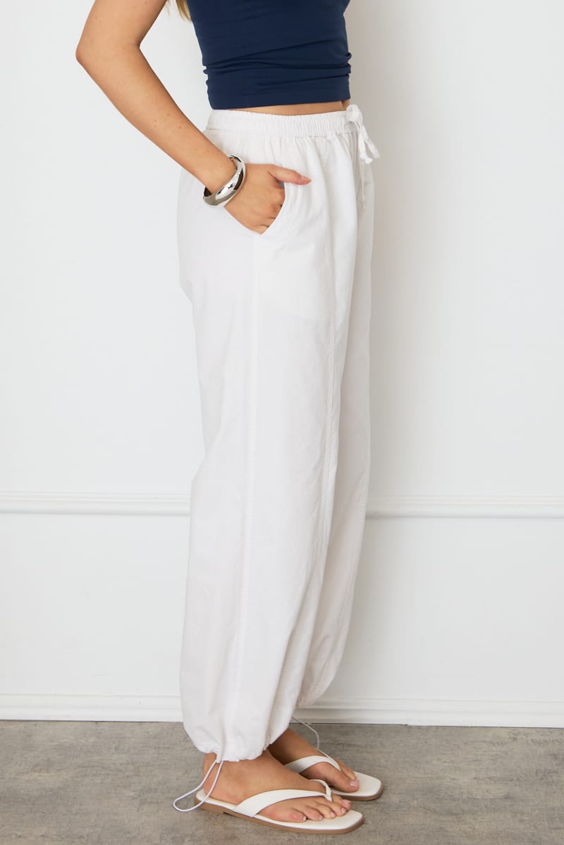 White Cargo Relaxed Pants Elasticated Waist for Ally Fashion