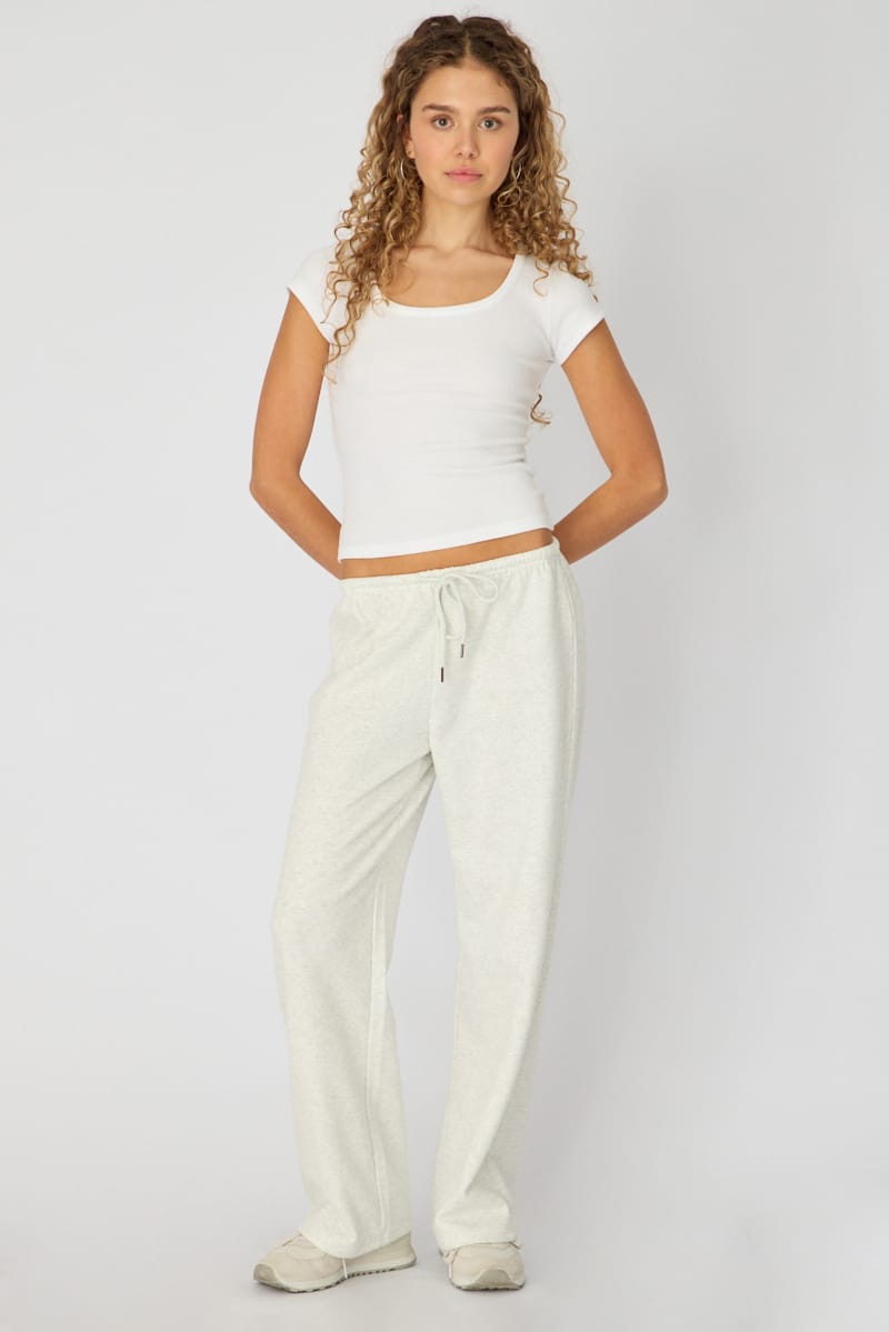 Grey Tie Waist Wide Leg Sweat Pants for Ally Fashion