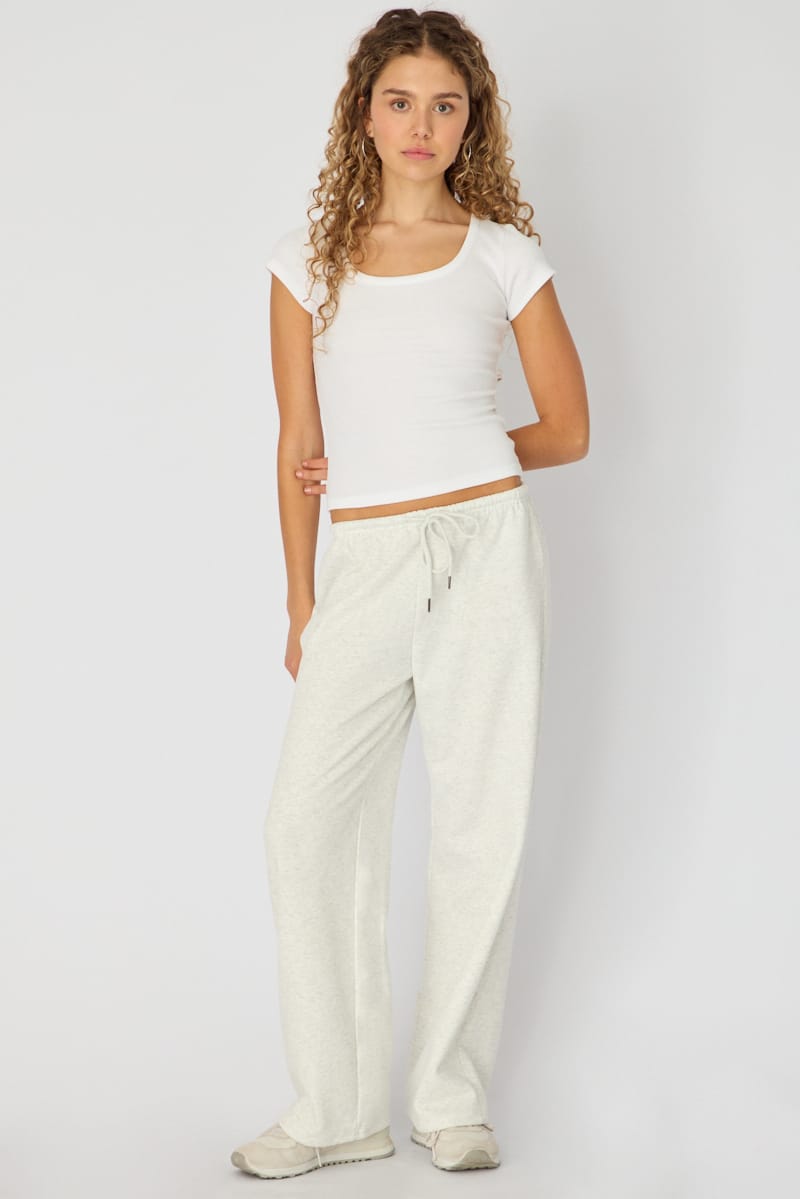 Grey Tie Waist Wide Leg Sweat Pants for Ally Fashion