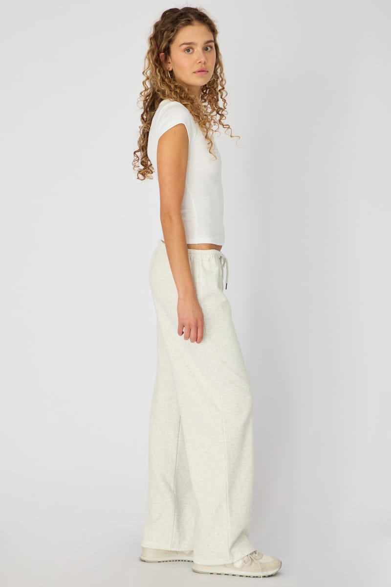 Grey Tie Waist Wide Leg Sweat Pants for Ally Fashion