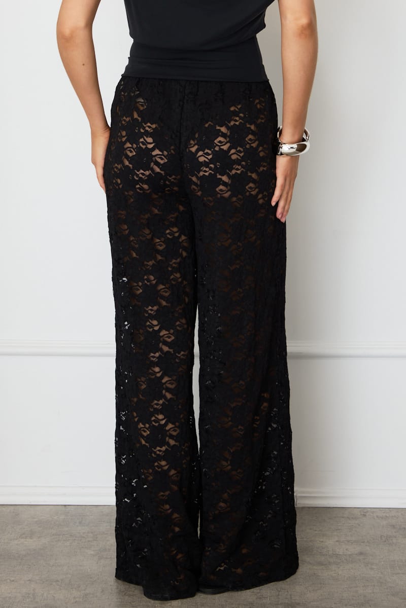 Black Wide Leg Pants Lace for Ally Fashion