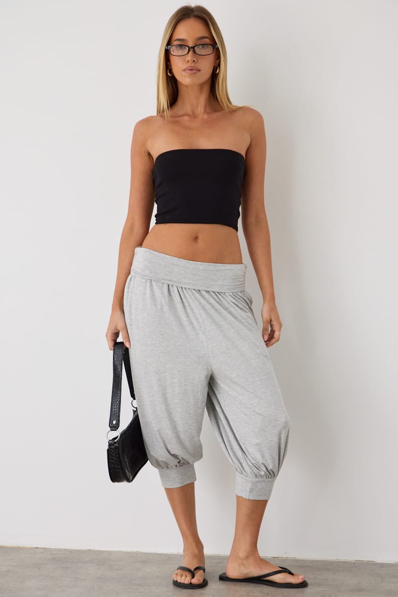 Grey Cropped Sarouel Trouser for Ally Fashion