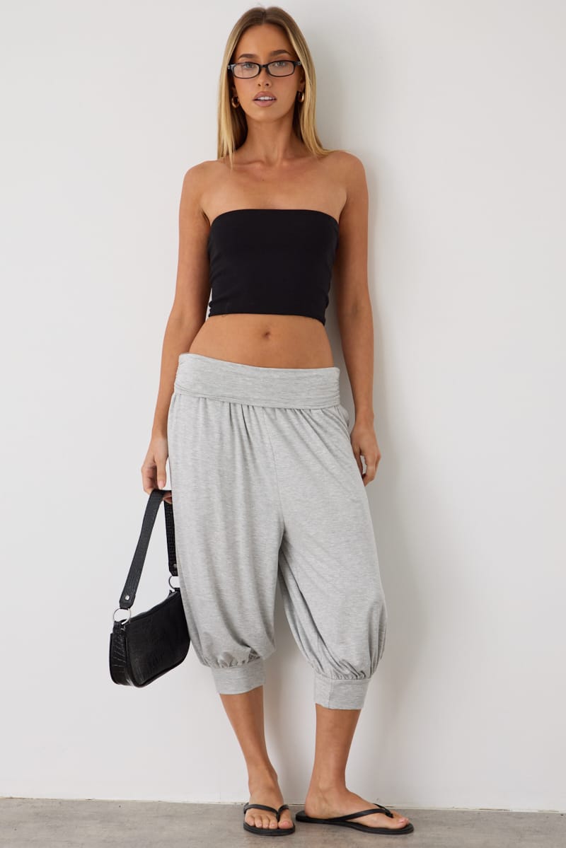 Grey Cropped Sarouel Trouser for Ally Fashion