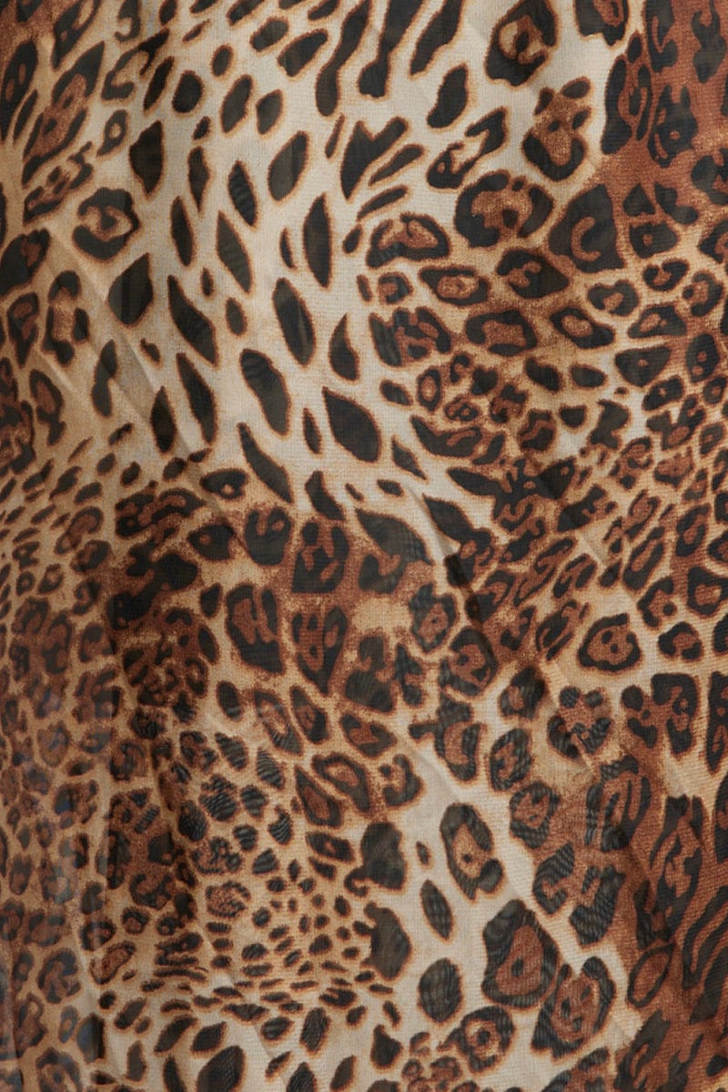 Brown Animal Print Beach Sarong for Ally Fashion