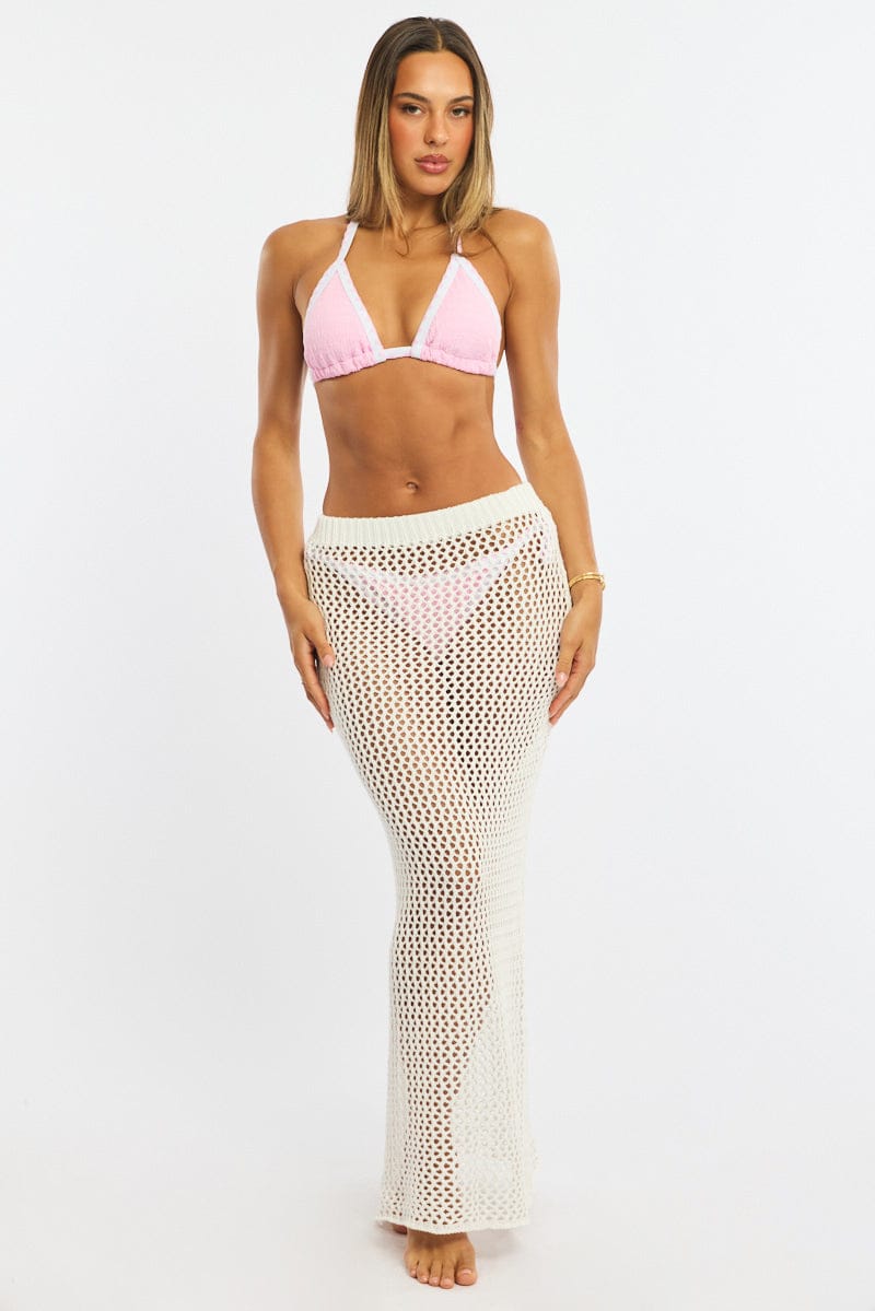 White Crochet Maxi Beach Skirt for Ally Fashion
