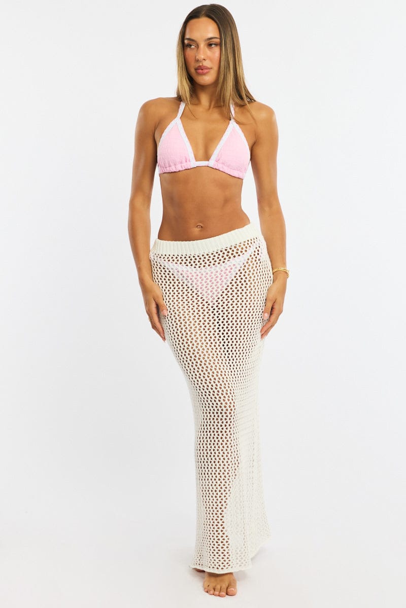 White Crochet Maxi Beach Skirt for Ally Fashion