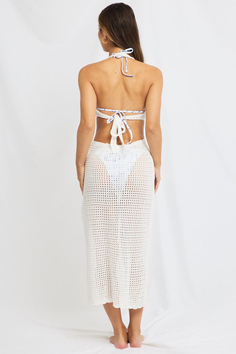 White Ring Detail Beach Dress for Ally Fashion