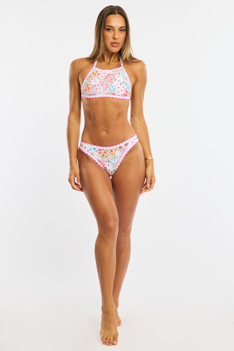 Multi Ditsy Contrast Binding Bikini Set for Ally Fashion