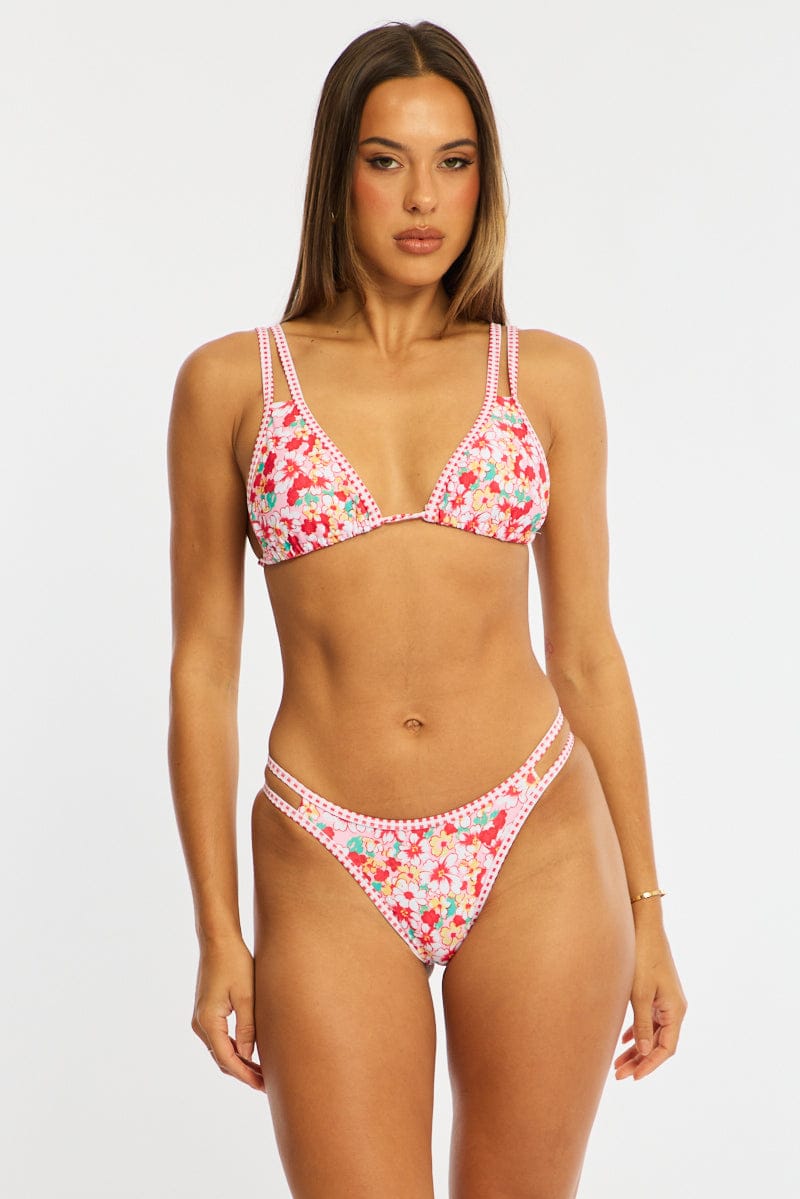 Red Ditsy Triangle Bikini Set for Ally Fashion
