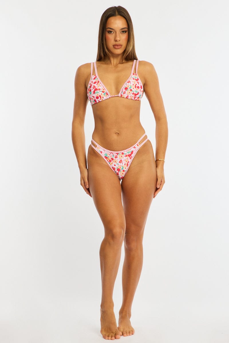 Red Ditsy Triangle Bikini Set for Ally Fashion