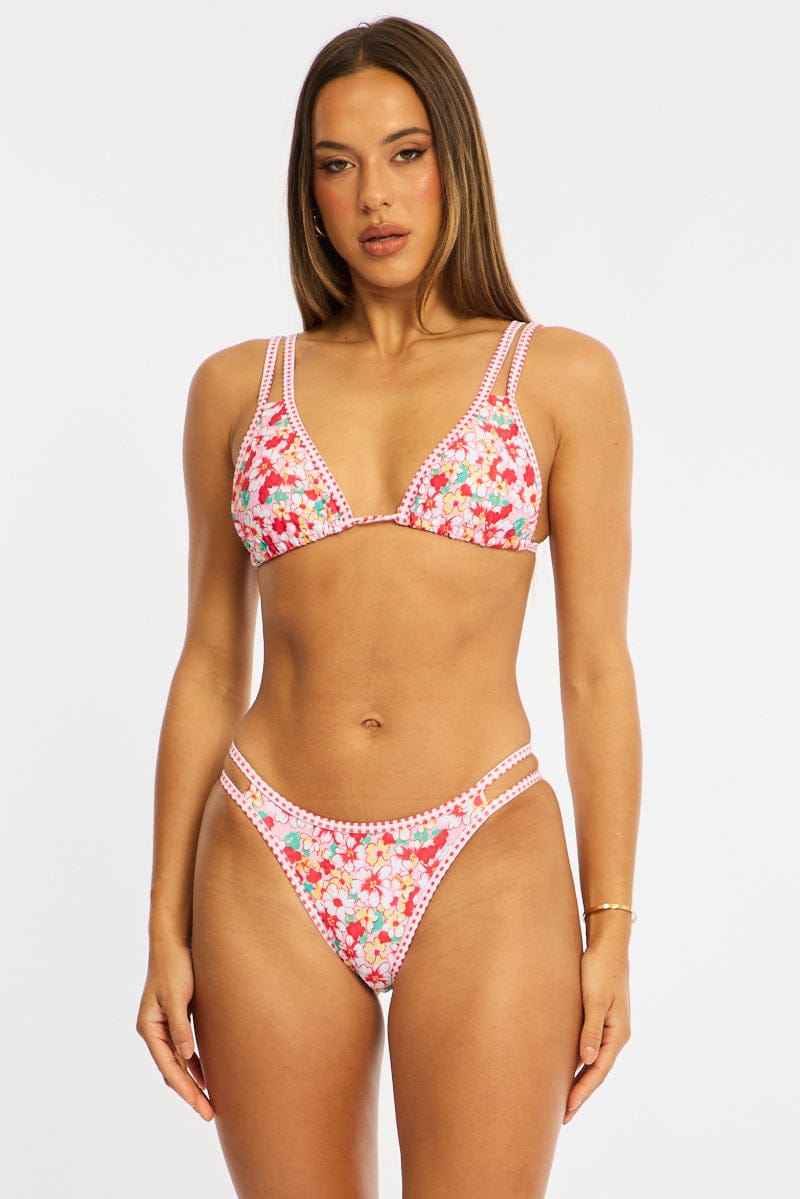 Red Ditsy Triangle Bikini Set for Ally Fashion